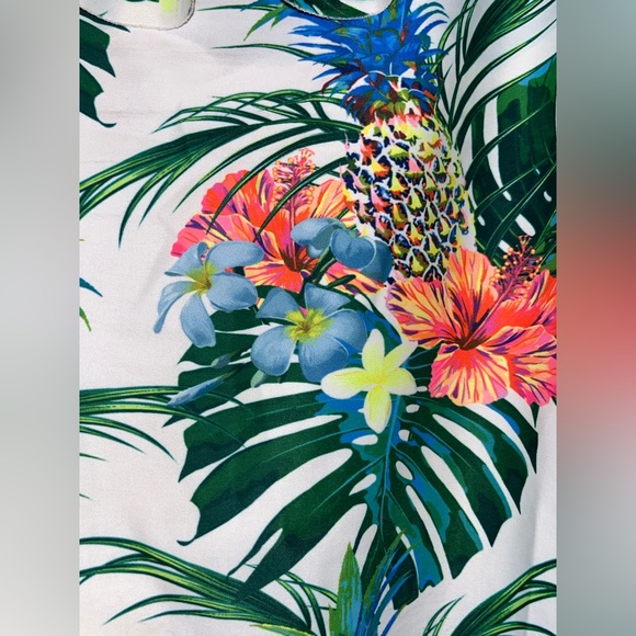 White Tropical Print Off-the-shoulder Bathing Suit - Picture 2 of 2